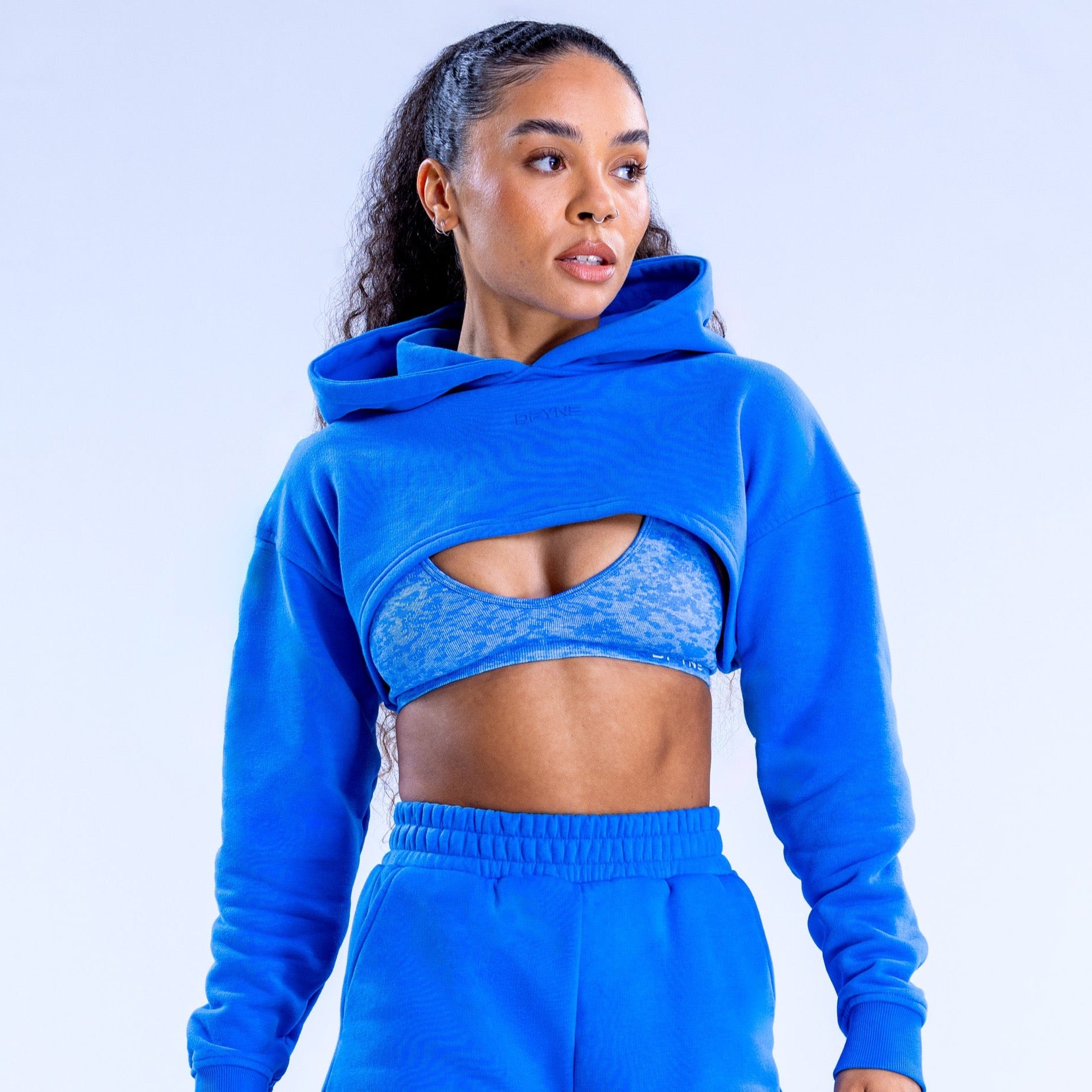 DFYNE Revive Super Crop Hoodie Dam Blå | 1243657-VS